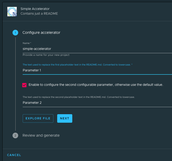 Image of the configuration page in Tanzu Developer Portal.