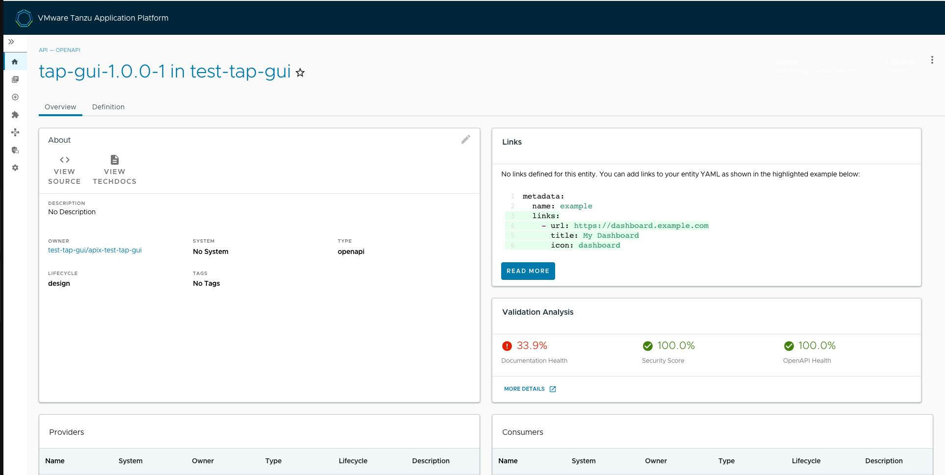 Screenshot of the Validation Analysis card, which is shown at the bottom-right of the Overview tab.