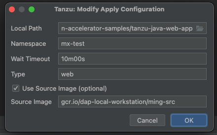 Preferences showing the workload apply configuration.