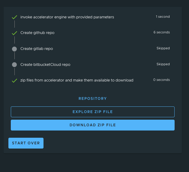 Screenshot of the output status, which includes a Download ZIP File button.