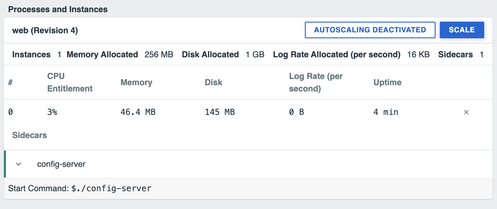 Processes and Instances table