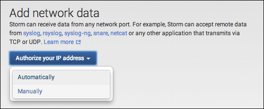 Add network data pane. The options are Automatically or Manually.