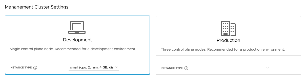 Select the control plane node configuration