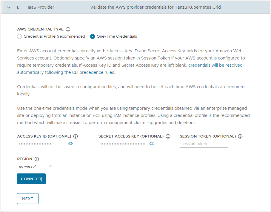 Enter AWS Credentials