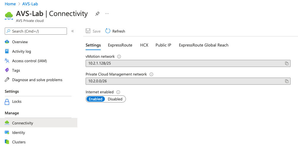 Configure AVS Private Cloud Connectivity