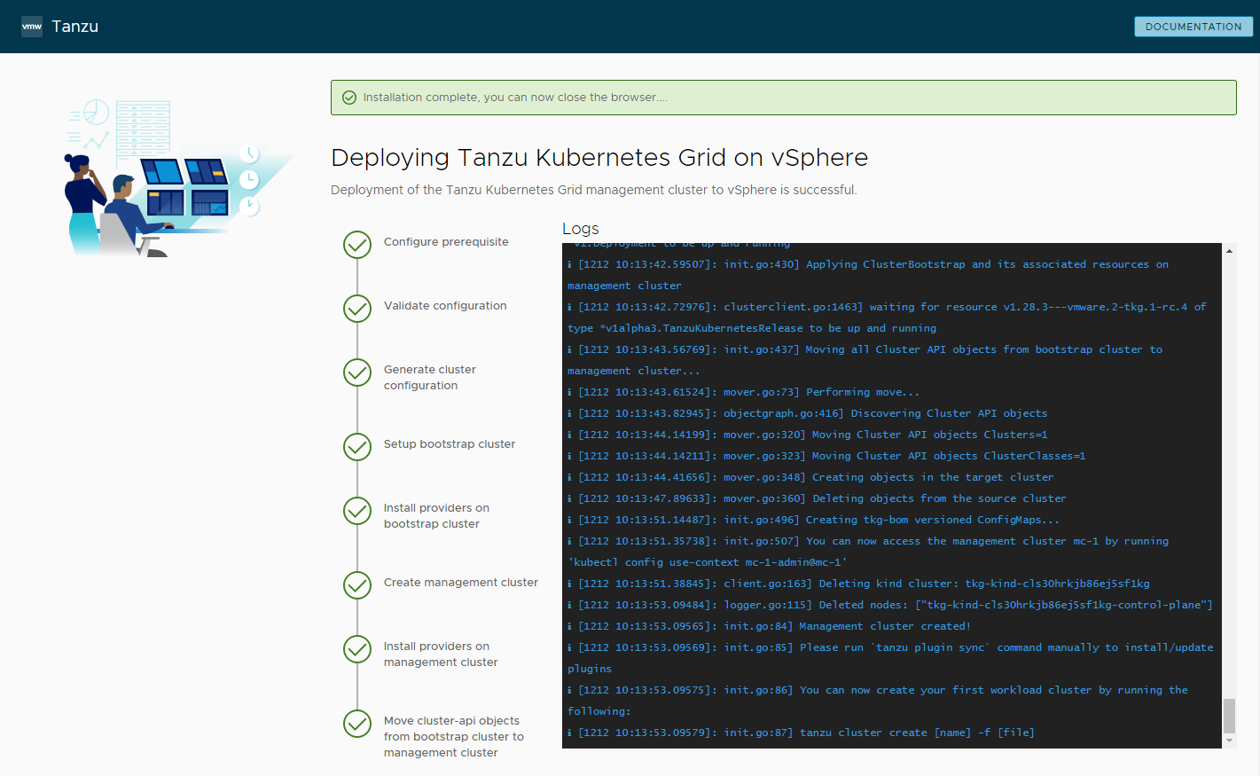 Monitor the management cluster deployment