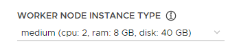 Worker Node Instance Type dropdown with Standard_D2s_v3 selected