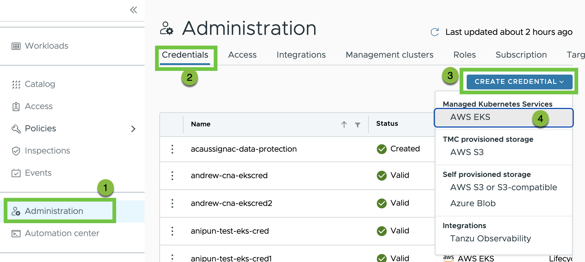 Create Credential for AWS