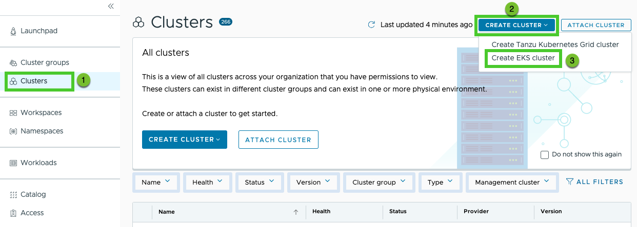 Create clusters