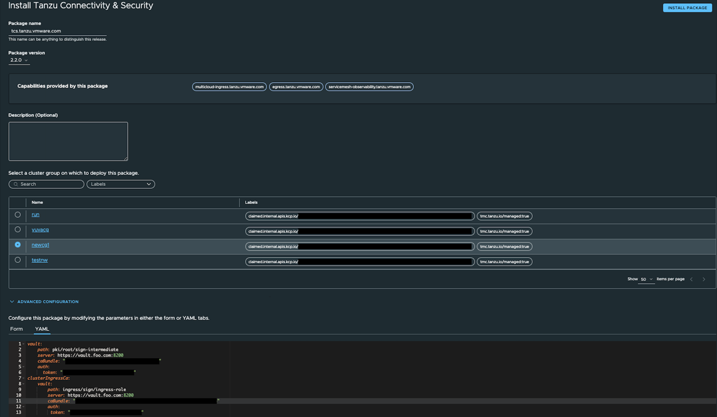 Vault endpoint input screen