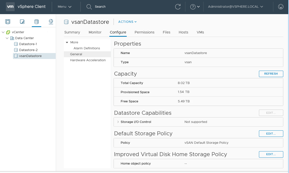 View vSAN datastore