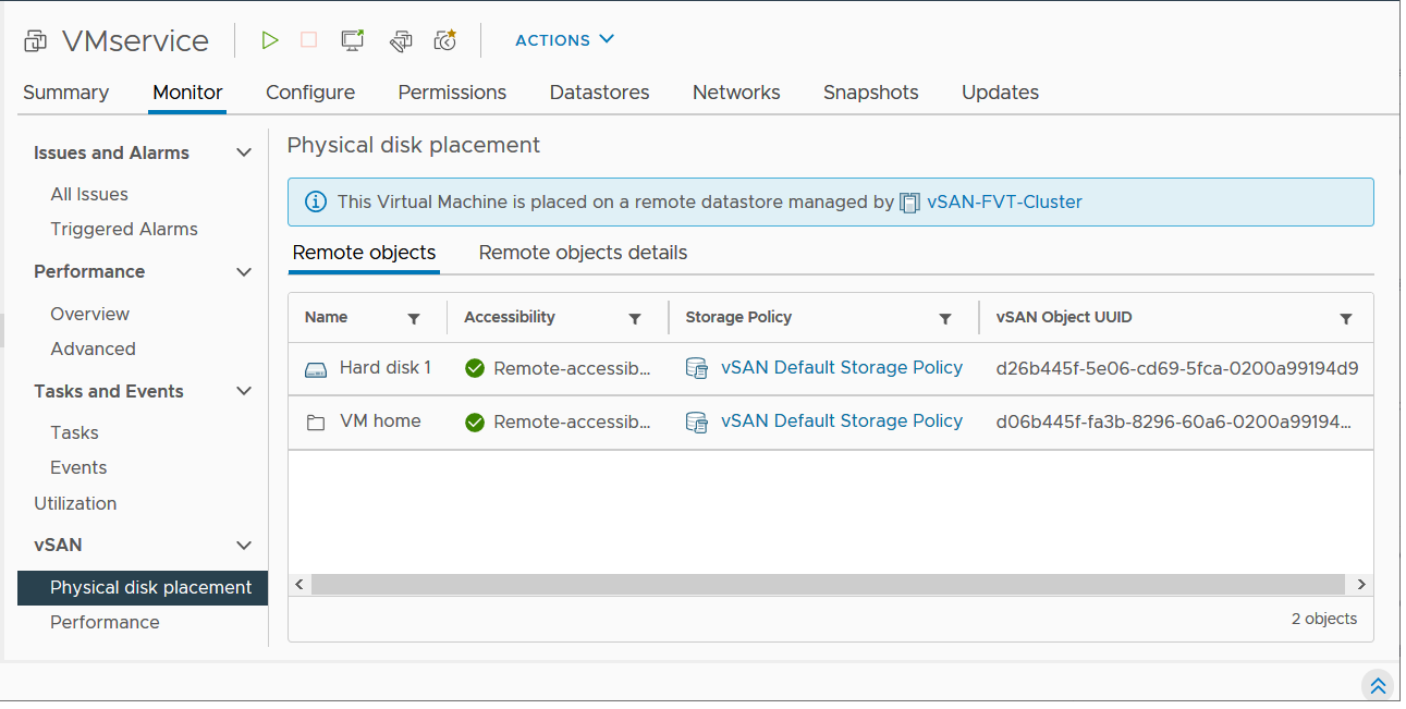 Physical disk placement of VMs whose datastore is remote