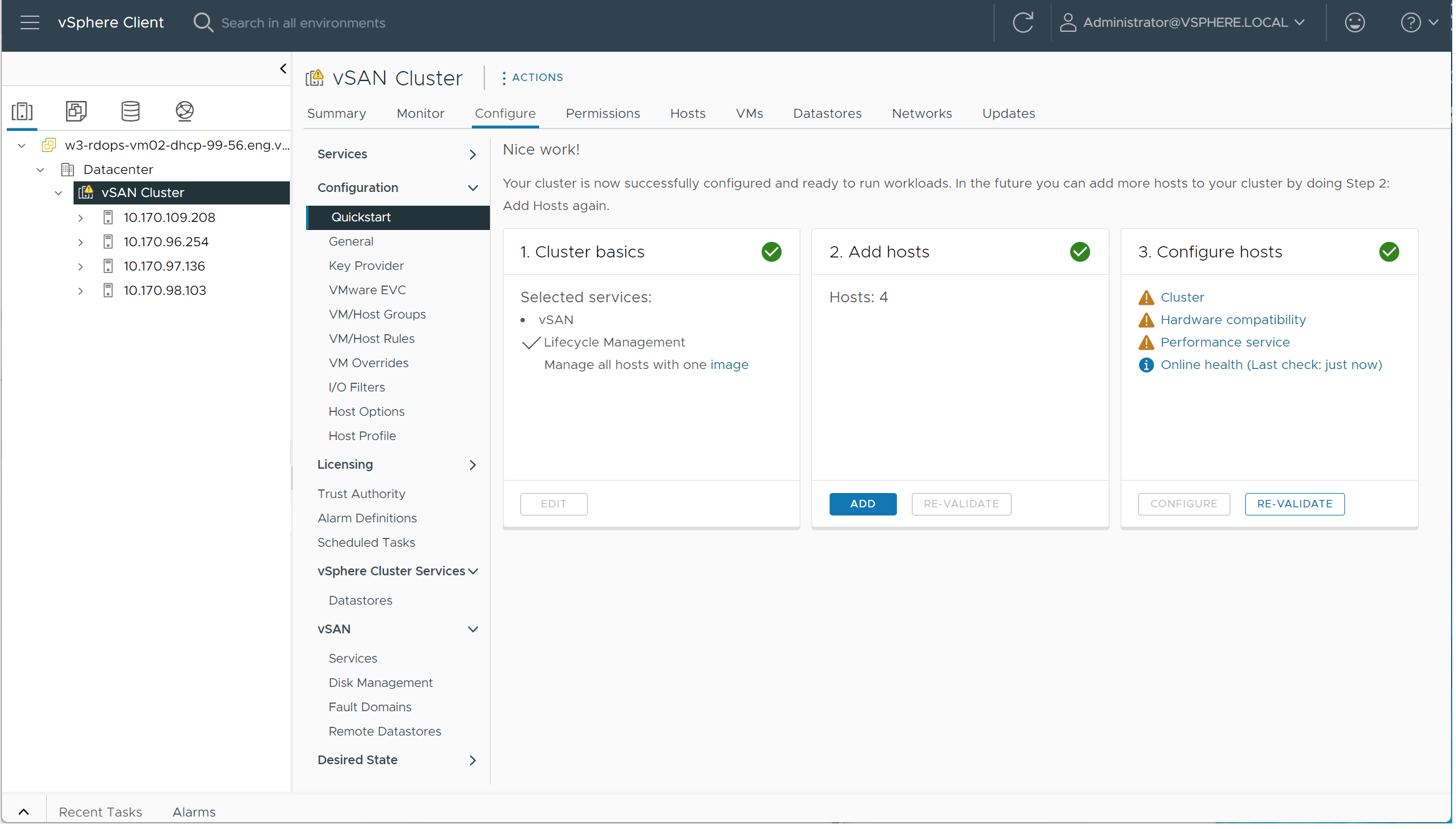 Quickstart for vSAN