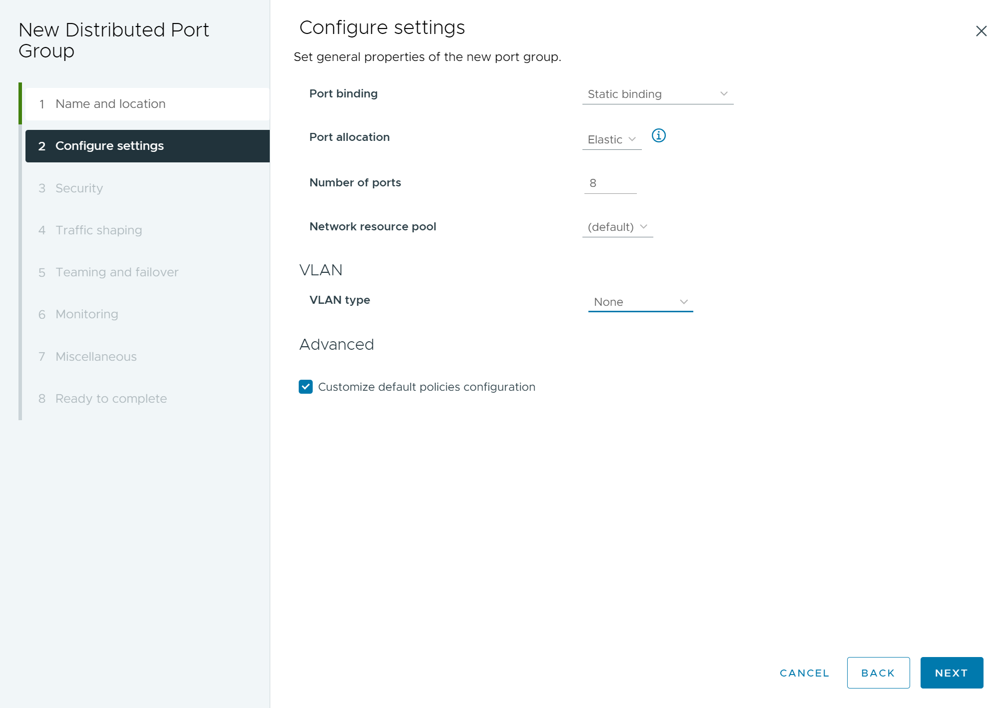 General properties of the new port group