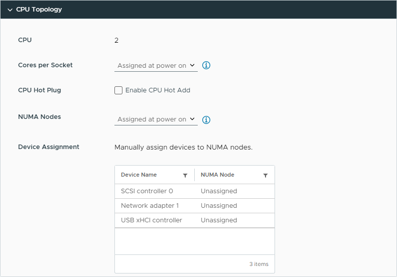 Configure the CPU topology of a virtual machine