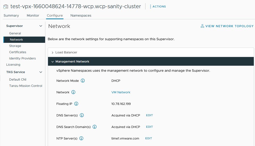 Updating Supervior management network settings