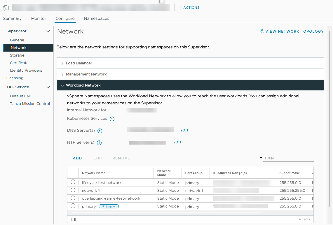 Adding a Supervisor workload network