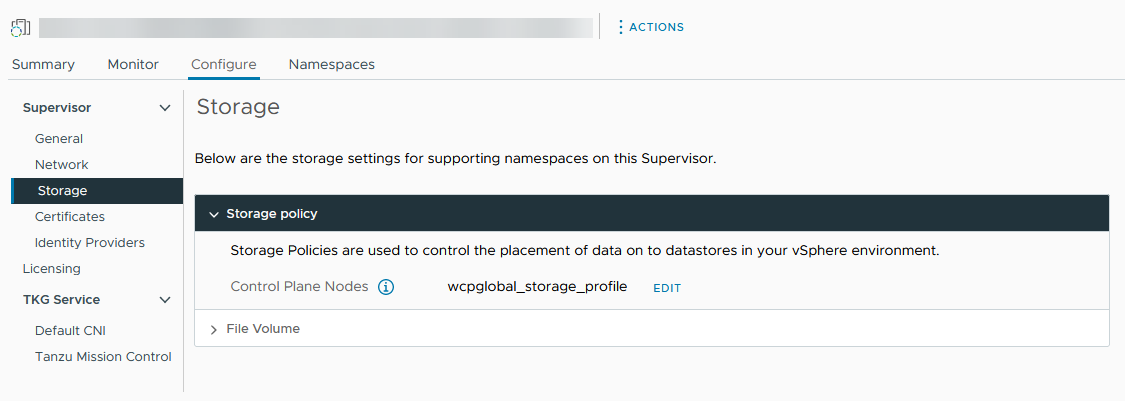 Updating Supervisor storage settings