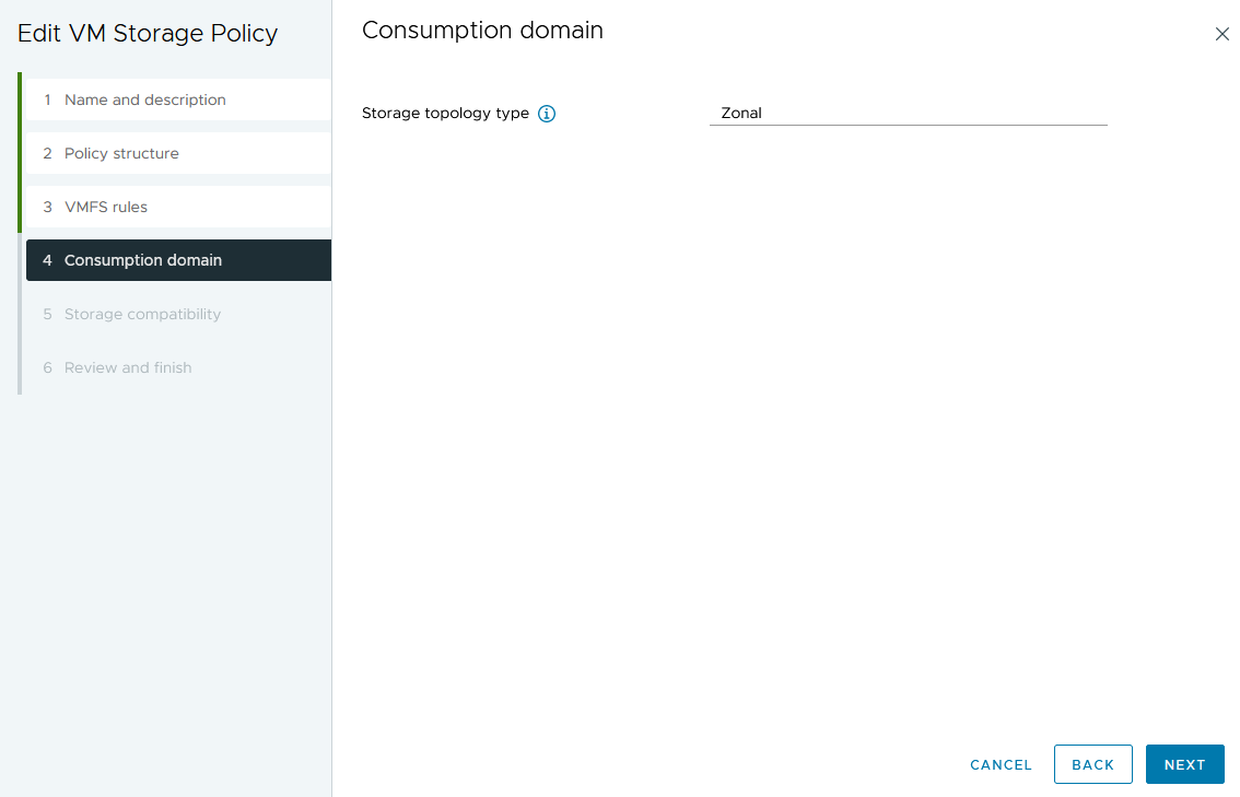 vSphere Storage Policy for Zones 2 of 2