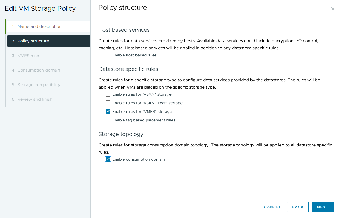 vSphere Storage Policy for Zones 1 of 2